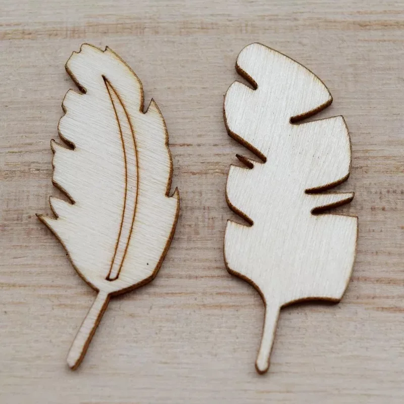 

50x laser cut wood feather blanks 40*16mm