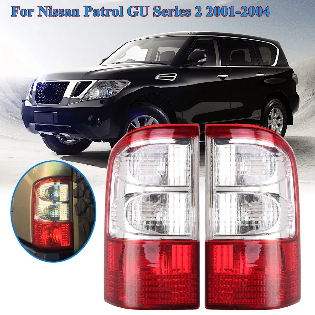 12 V задний светильник для Nissan Patrol GU Series 2 2001 2002 2003 2004 фонарь стоп-сигнала ABS задний фонарь светильник лампа без проводов