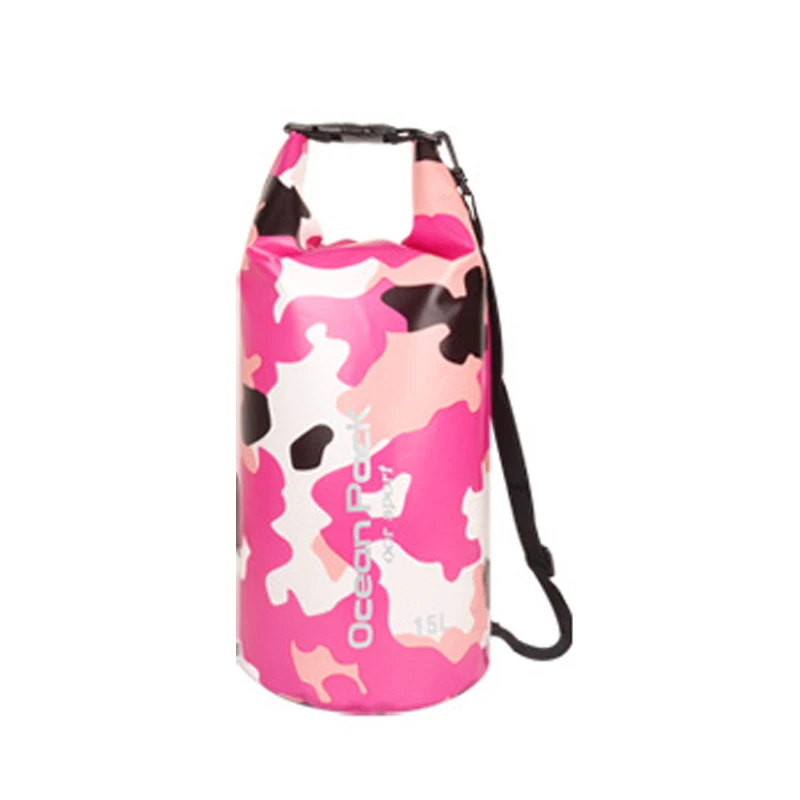 15L Pink 5L/10L/15L/20L/30LWaterproof сумки хранения сухой мешок камуфляж рюкзак для каноэ Байдарка Рафтинг Спорт на открытом воздухе сумки для плавания - Цвет: 15L Pink