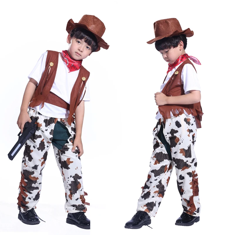 Бесплатная доставка костюм на Хэллоуин для мальчиков ковбойские сценические