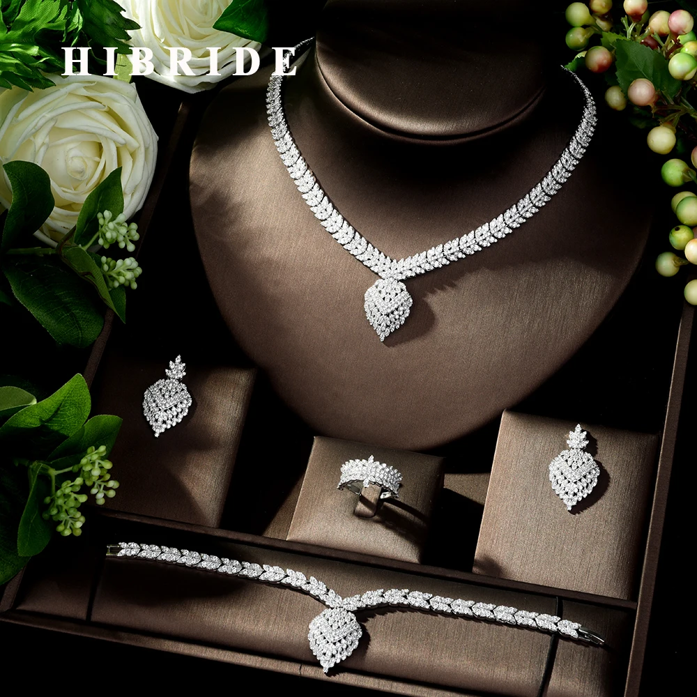 HIBRIDE сверкающий набор ювелирных изделий AAA CZ Дубай женский свадебный