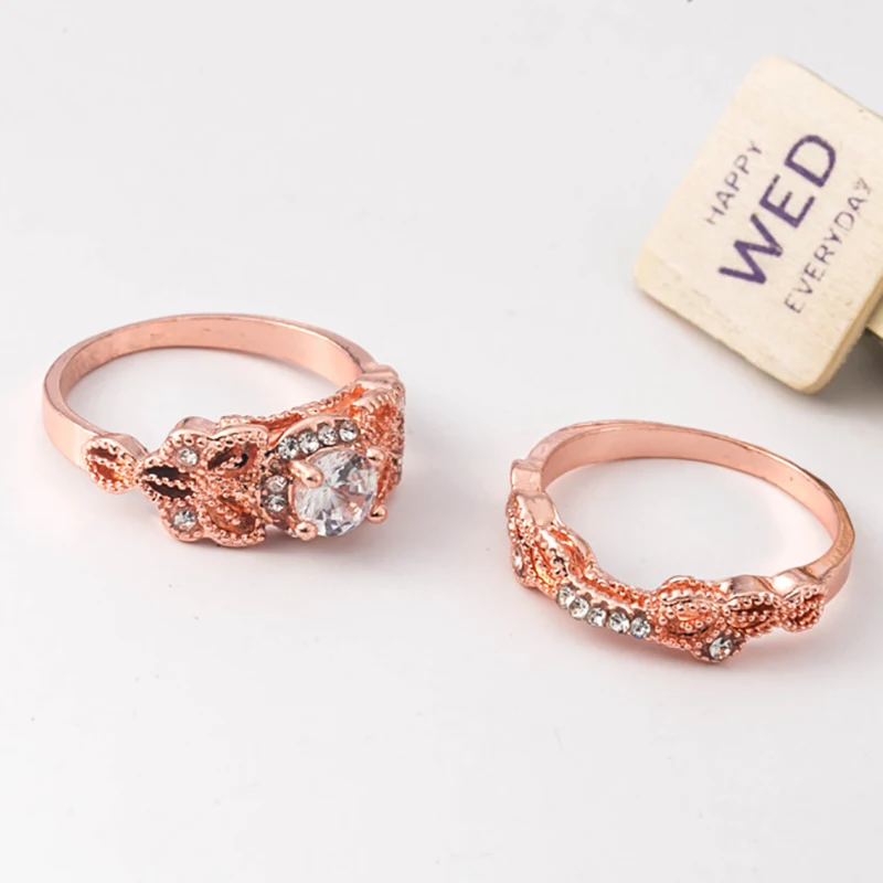 Модный комплект из 2 шт./компл. колец с кристаллами ювелирное изделие модные