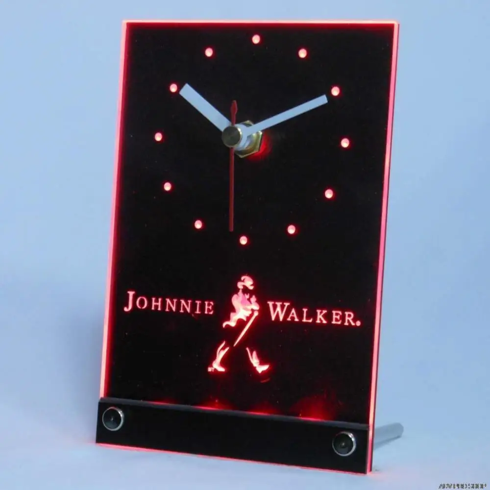 Tnc0102 Johnnie Walker 3D LED настольные часы для виски винного бара | Дом и сад