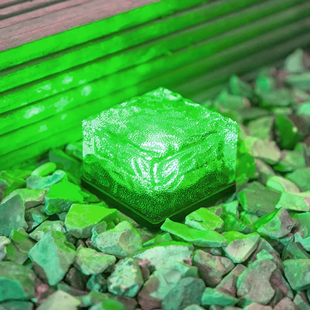 Green Солнечная энергия ледяной куб безопасность похороненный свет домашняя наземная лампа экологически чистый путь дисковые огни уличные - Испускаемый цвет: Green