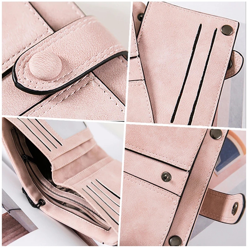 GFLV Brand Vintage Wallet Women 2 In 1 Money Bag Scrub Leather Hasp Wristlet Purse Card Holder Zipper Coin | Багаж и сумки