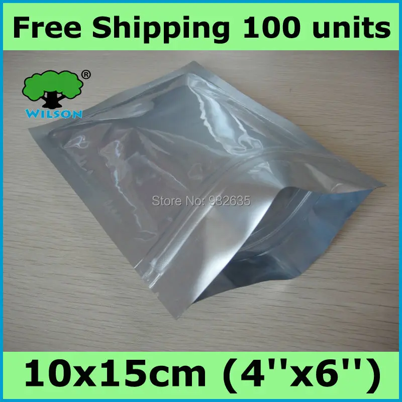 10x15 см (4 ''x 6'') 4 mils алюминиевая фольга на молнии сумка для хранения продуктов