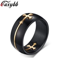 separable cross ring for men woman black color stainless steel cool male casual remove design jewelry wedding band