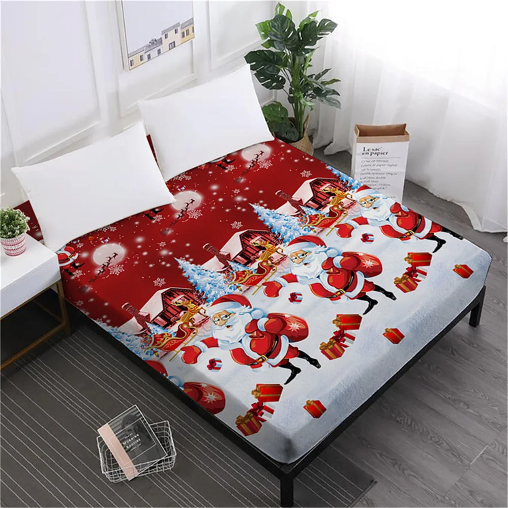 Рождественский подарок простыня для кровати красного и зеленого цвета с