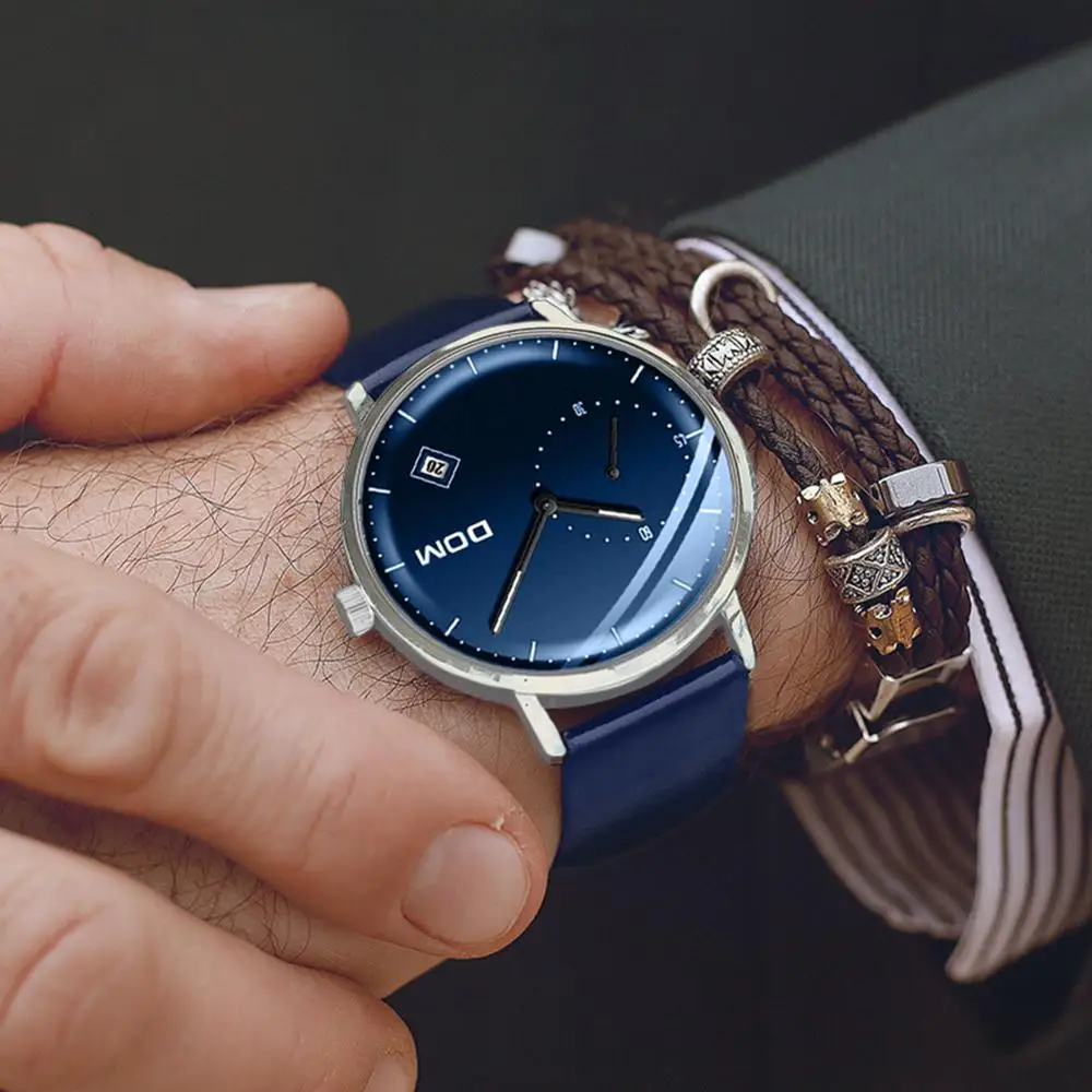 Мужские часы 2018 лучший бренд класса люкс ультра тонкие Дата мужской Синий