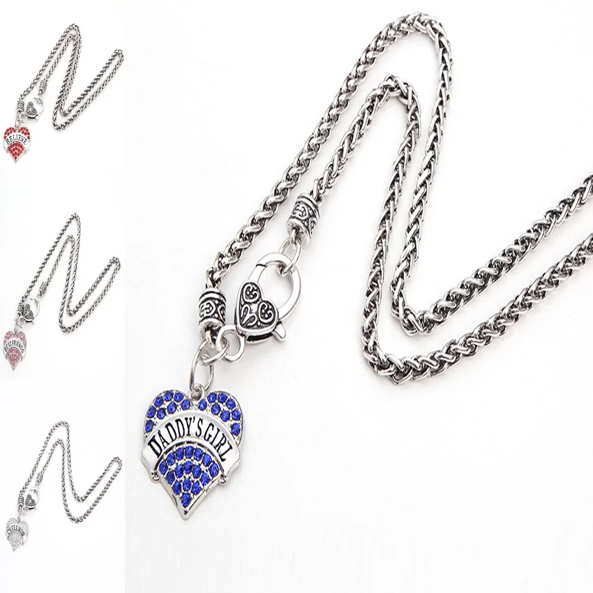 Ожерелье с кулоном в виде сердца для девочек модное покрытое родием блестящими