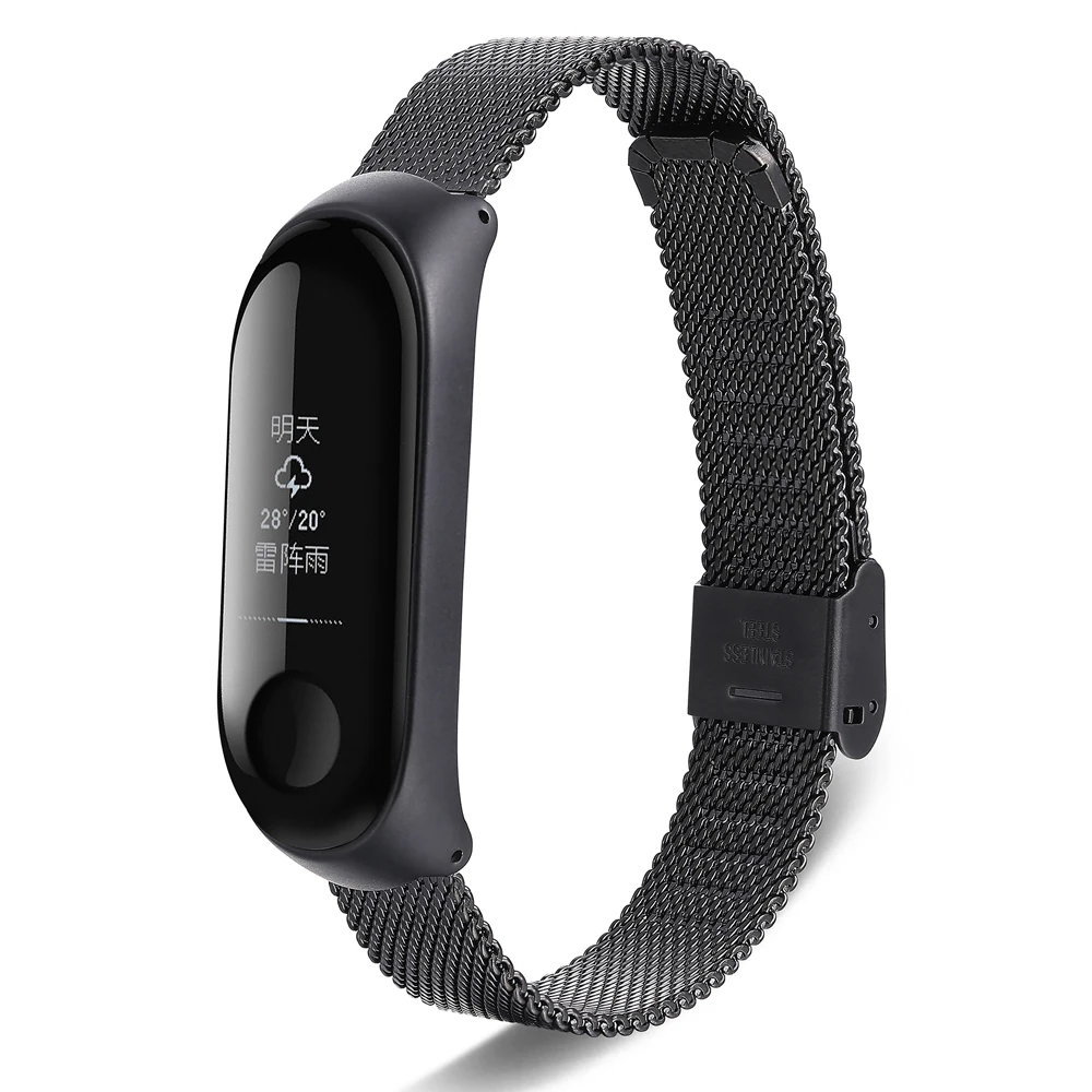 Смарт часы ремешок металлический из нержавеющей стали для Xiaomi Mi Band 3 4 на запястье