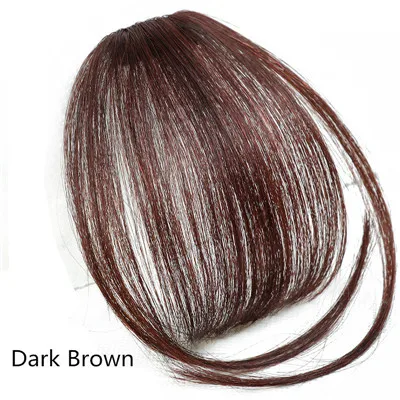 Dark Brown T 613 блонд на заколках, человеческие волосы, плоская воздушная бахрома, челка, невидимые бразильские волосы, не Реми, сменные волосы, парик - Цвет: Dark Brown T