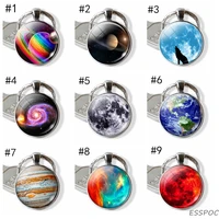 galaxy planet saturn jupiter moon stainless steel keychain keyring solar system pendant key chain key holder space jewelry gifts