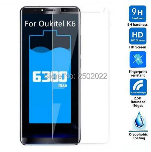 Переднее защитное 2.5D Закаленное стекло для Oukitel K6 защитная пленка 9H