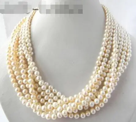 

18'' 7Strands 6mm White Round Freshwater Pearl Necklace