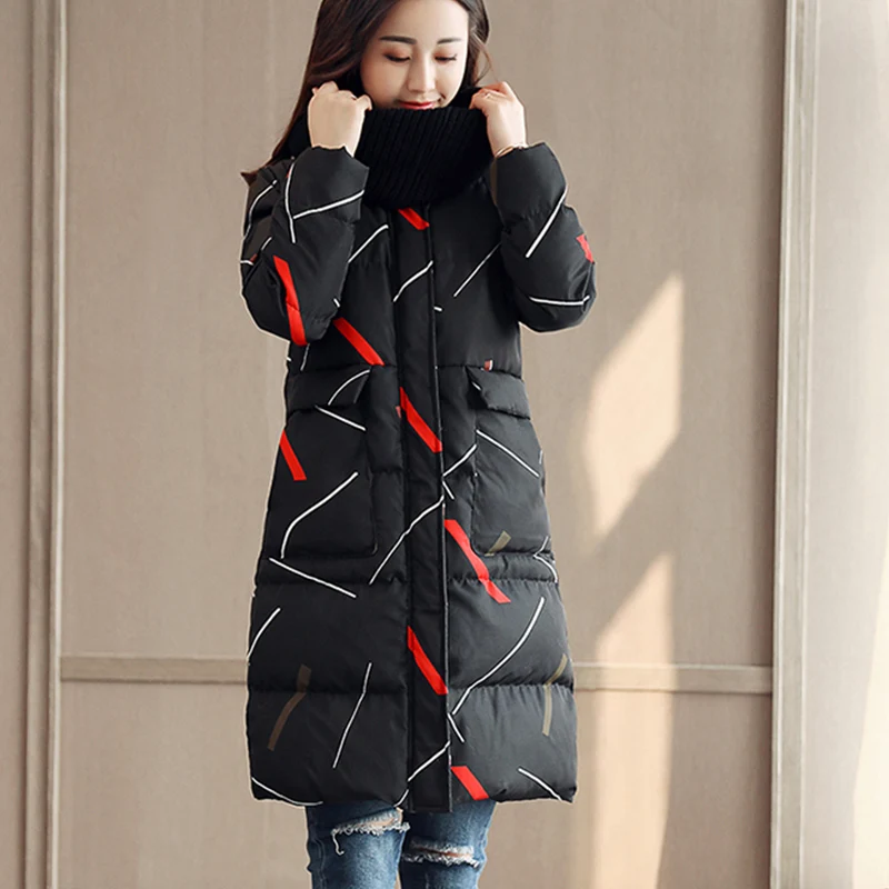 

2019 New Korean version Women's autumn Winter Double pocket splice Coat Leisure big Size Long Warm coat Women cc348
