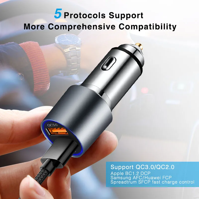 72 Вт двойной QC 3,0 USB Автомобильное зарядное устройство Быстрая зарядка 3,0 USB зарядное устройство для iPhone samsung huawei мобильный телефон быстрое зарядное устройство Автомобильный USB адаптер