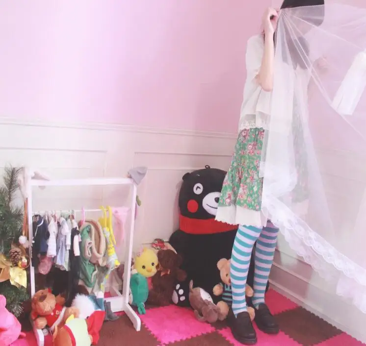 Бархатные Полосатые чулки coplay высокие носки женские кавайные облегающие до