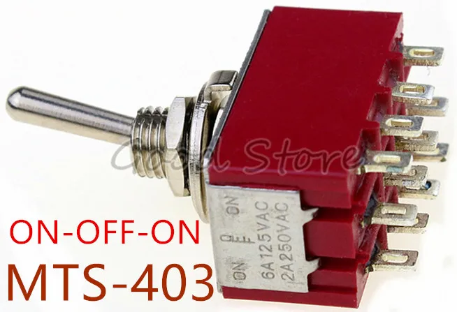 MTS 403 Red 4PDT ON OFF 12 pin кнопка питания 3 позиции 2A/250VAC 6A 125VAC тумблер|Выключатели| |
