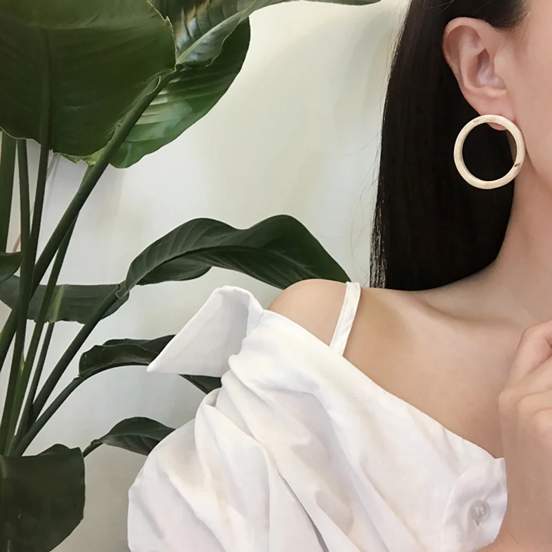 GWACC корейский дизайн Геометрические большие полые круглые Висячие серьги для