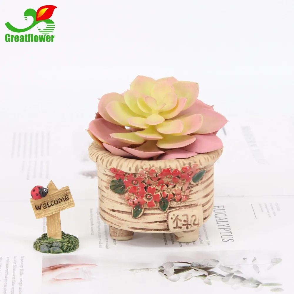 Artificial succulent adorable plant-formed mini ornaments fake flowers PVC material party decor | Дом и сад