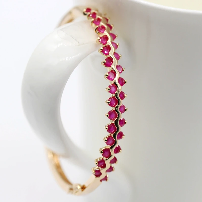 JINYAO модные ювелирные изделия золотой цвет красный циркон волнистые двухслойные