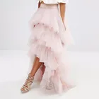 Женская фатиновая юбка с оборками, светло-розовая длинная юбка-пачка для официальвечерние, на заказ