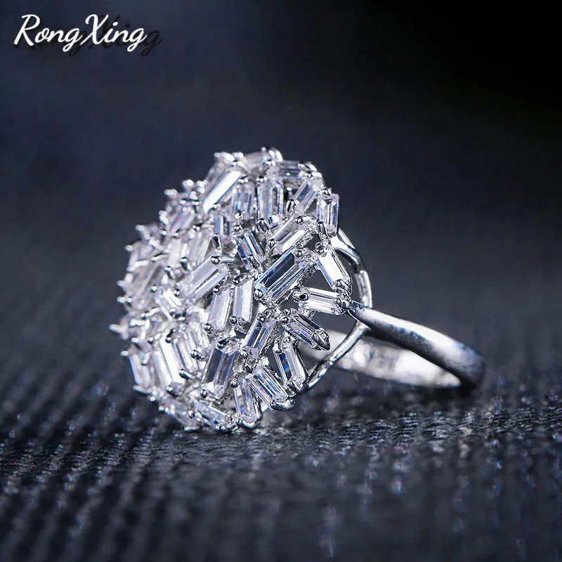 RongXing Роскошные полностью циркониевые большие круглые кольца для женщин