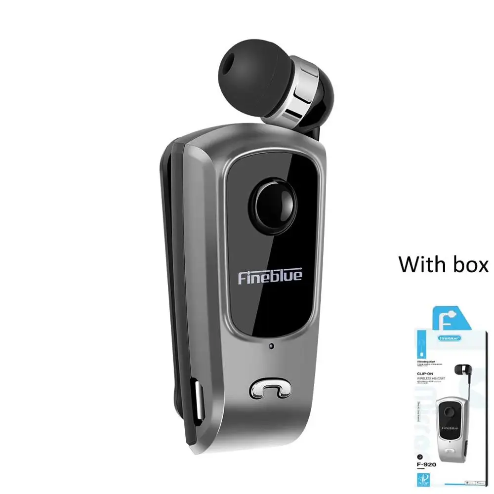 Fineblue F920 мини беспроводной Bluetooth шеи клип телескопического типа бизнес наушники вибрации оповещения износ стерео Спорт Auriculares - Цвет: Grey with box