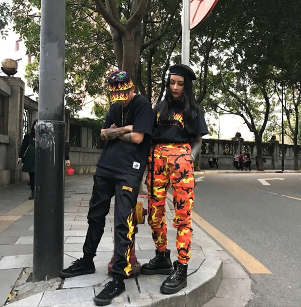 Pantalon Femme, свободные сексуальные штаны, женские камуфляжные панковские брюки, розовые камуфляжные оранжевые фиолетовые розовые спортивные штаны, мешковатые штаны для хип-хопа