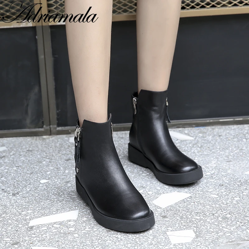 2018 натуральная кожа осенние женские короткие сапоги брендовые дизайнерские с