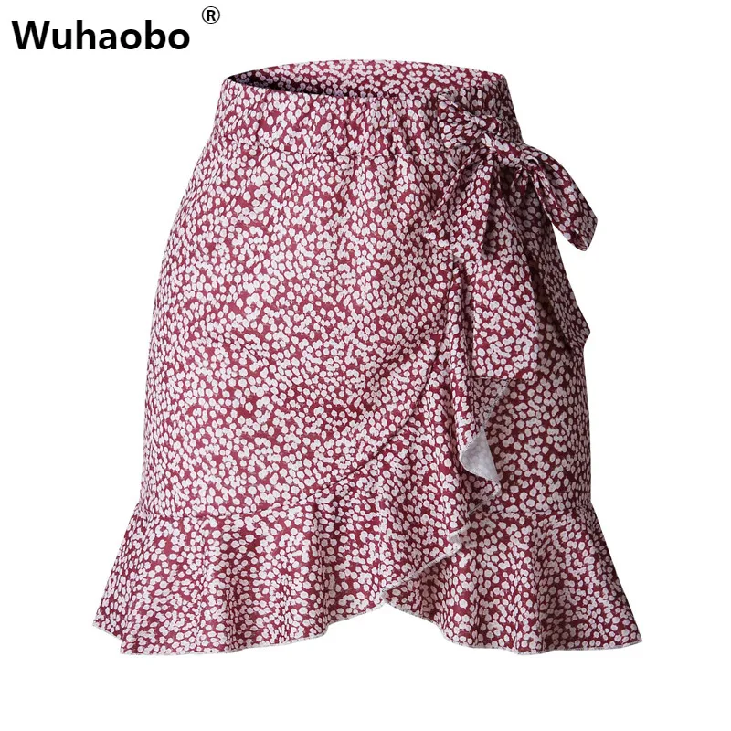 Женская короткая юбка пачка Wuhaobo белая уличная мини с цветочным принтом и