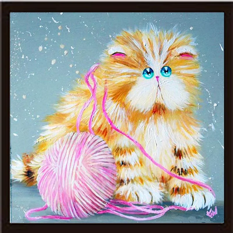 Diamond Embroidery Diy Painting Cross Stitch Kits Mosaic Cat and yarn balls Full Square DS010 | Дом и сад