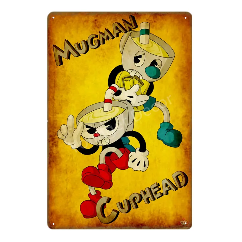Видео игры Funko поп Cuphead металлический плакат Mugman дьявол легендарная чаша настенная печать оловянные знаки домашний декор детский подарок YD045 - Цвет: YD1015
