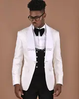 Men Suit 2018 New Fashion Formal Dress Wear White Coat 3 Pieces Set Slim Fit Paisley Wedding Suits For Men Groom Tuxedo Suits