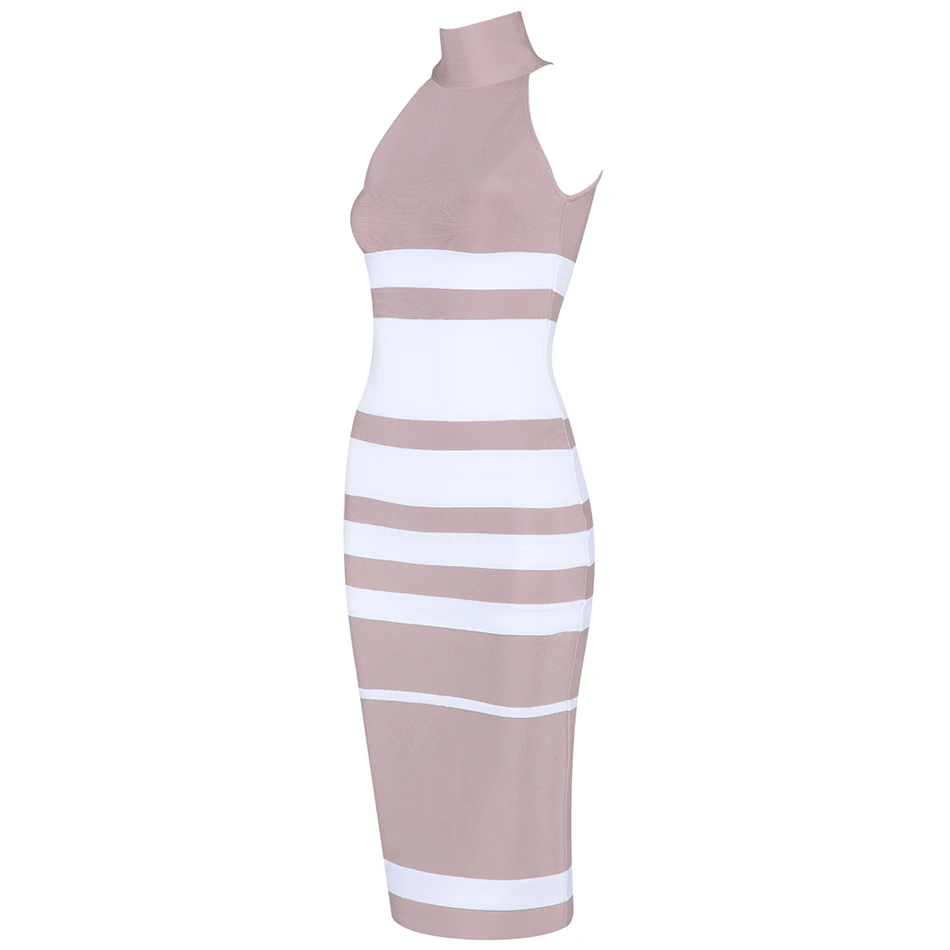 Seamyla Vestido, новинка, Бандажное платье, женское, сексуальное, без рукавов, в полоску, бодикон, знаменитостей, платья для вечеринок, элегантная Клубная одежда, платье миди