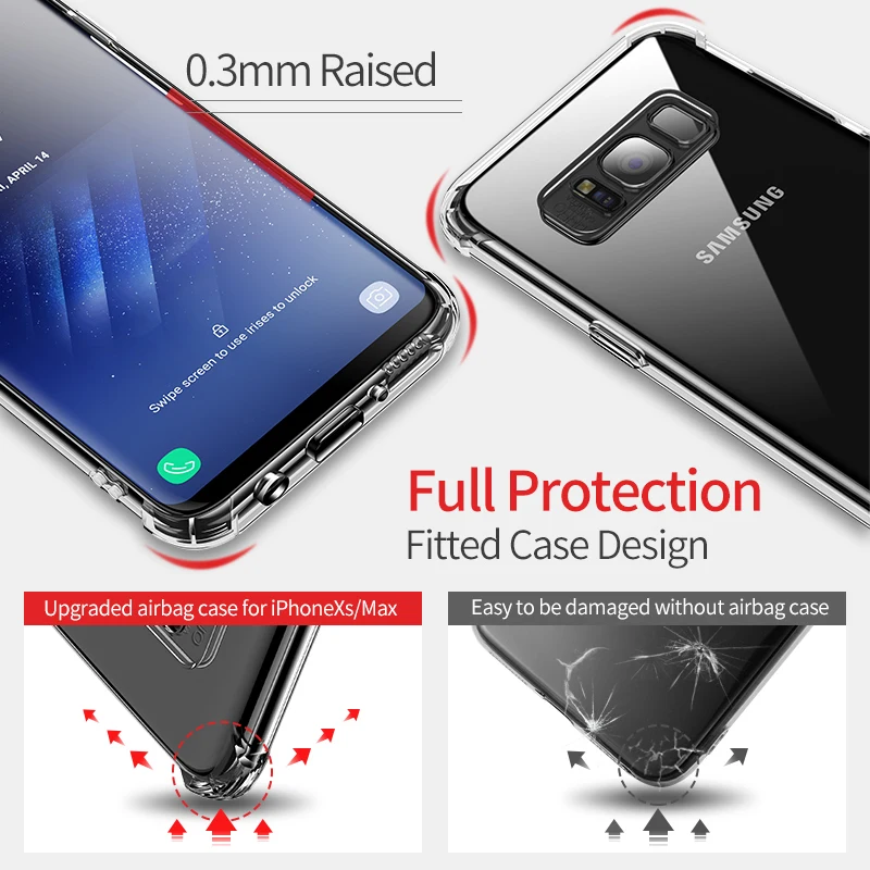 MSVII Прозрачный чехол для Samsung Galaxy S8 плюс Основа воздушная подушка силиконовый