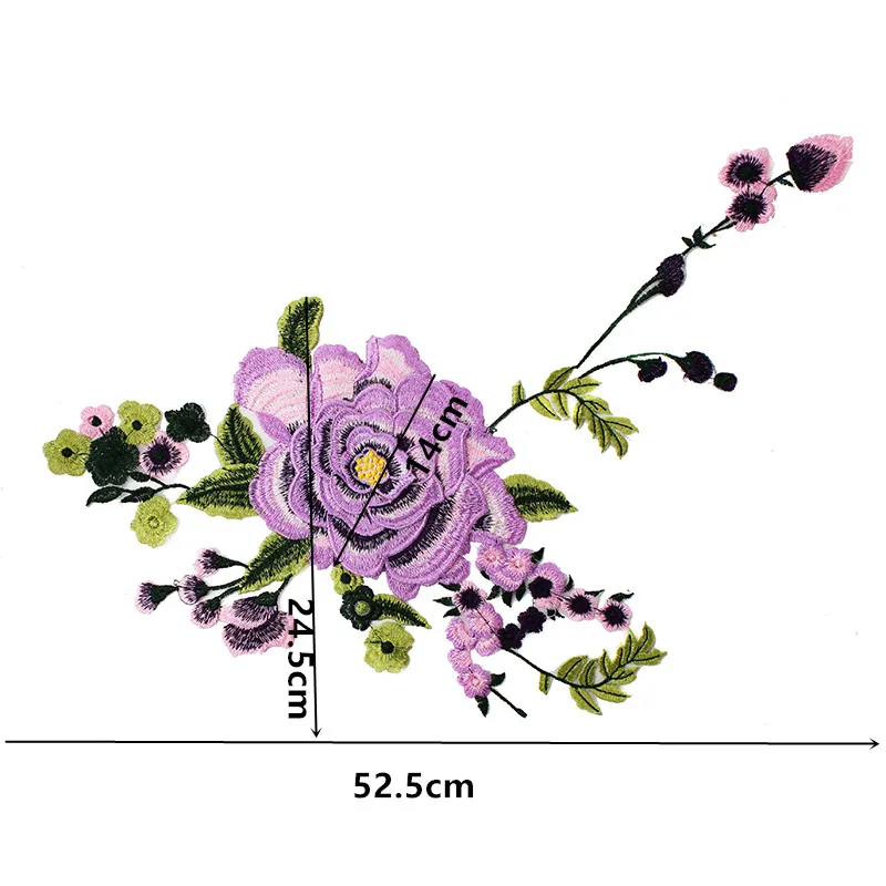 1piece 3D Violet Green Floral Patches Lace Fabric Motifs Applique Sewing Accessories for Craft Wedding Dress Clothing T1779 | Дом и сад