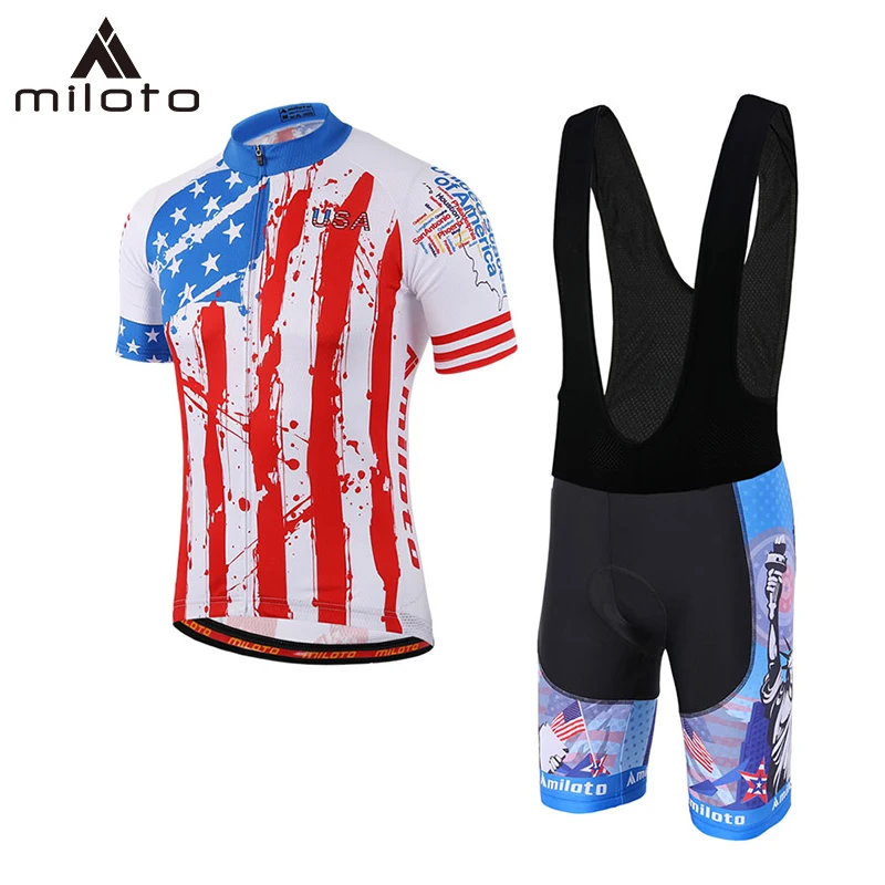 

MILOTO Cycling Jersey Set Summer Cycling Set Racing Bicycle Clothing Suit Quick-Dry Mountain Bike Clothing Cycling Sportwears