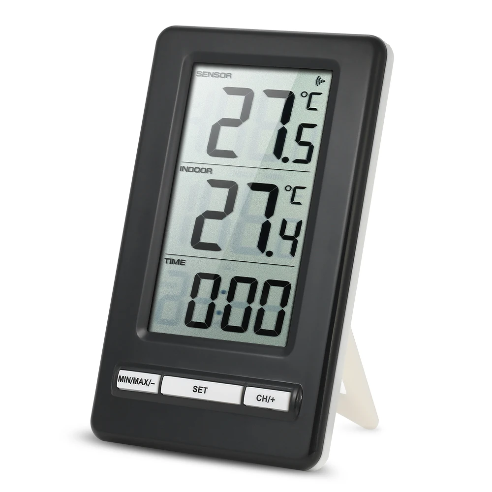LCD Digital Wireless Thermometer Indoor and Outdoor Temperature Measurement C/F Max/Min Value Display 12H/24H Clock | Дом и сад