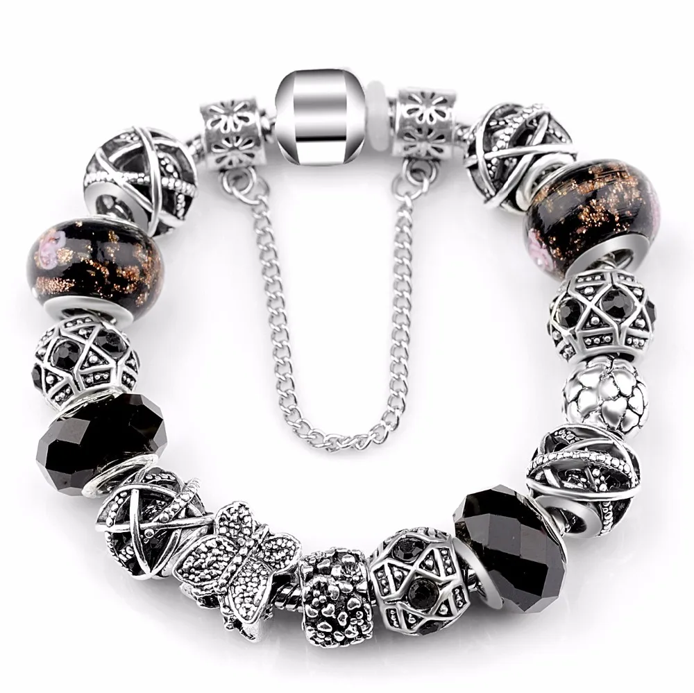Женский браслет с шармами в форме сердца и цепочкой безопасности|heart charm bracelet|charm