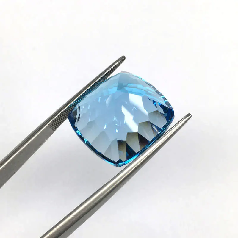 CSJ Real Natural Blue Topaz Loose Gemstone Deep Color Big Stone Cushion16MM 23.5ct Brilliant Cut For Diy Jewelry 925 Silver Gold | Украшения