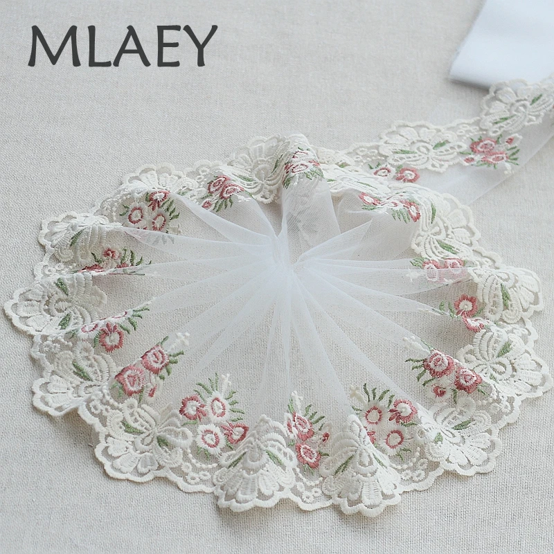 MLAEY 2y/lot Rose Exquisite Embroidered Lace Trim Fabric Quality Ribbon DIY Craft&ampSewing Dress Clothing Accessor | Дом и сад