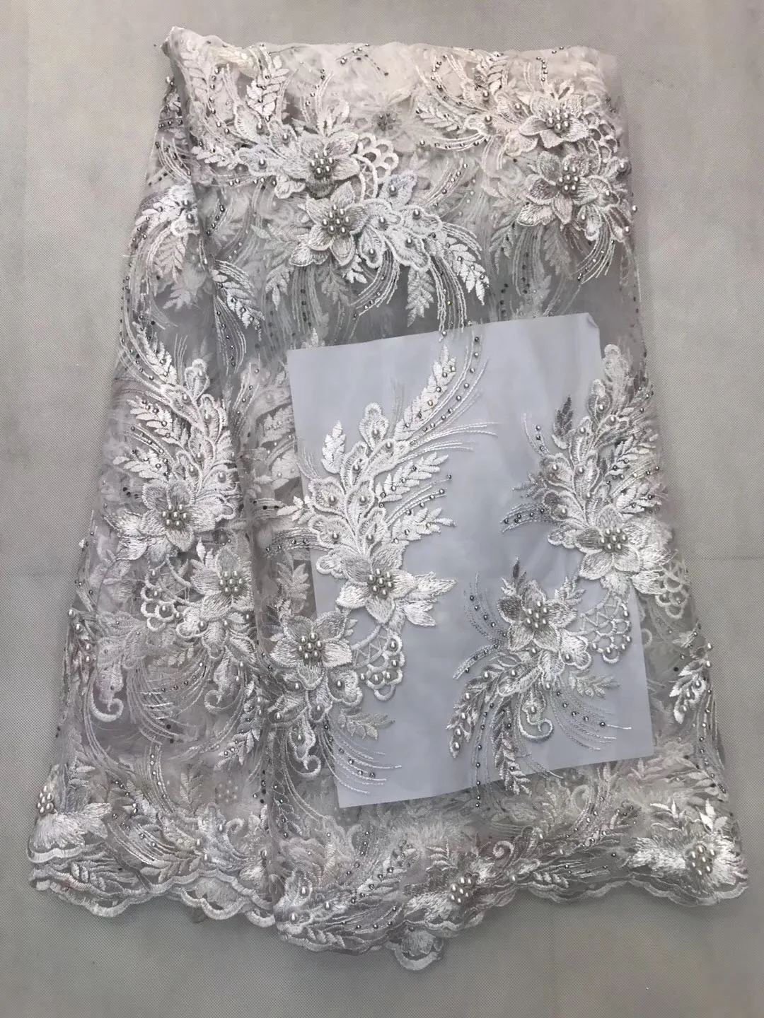 Очень хороший белый Блёстки бисером африканских швейцарская вуаль Кружево