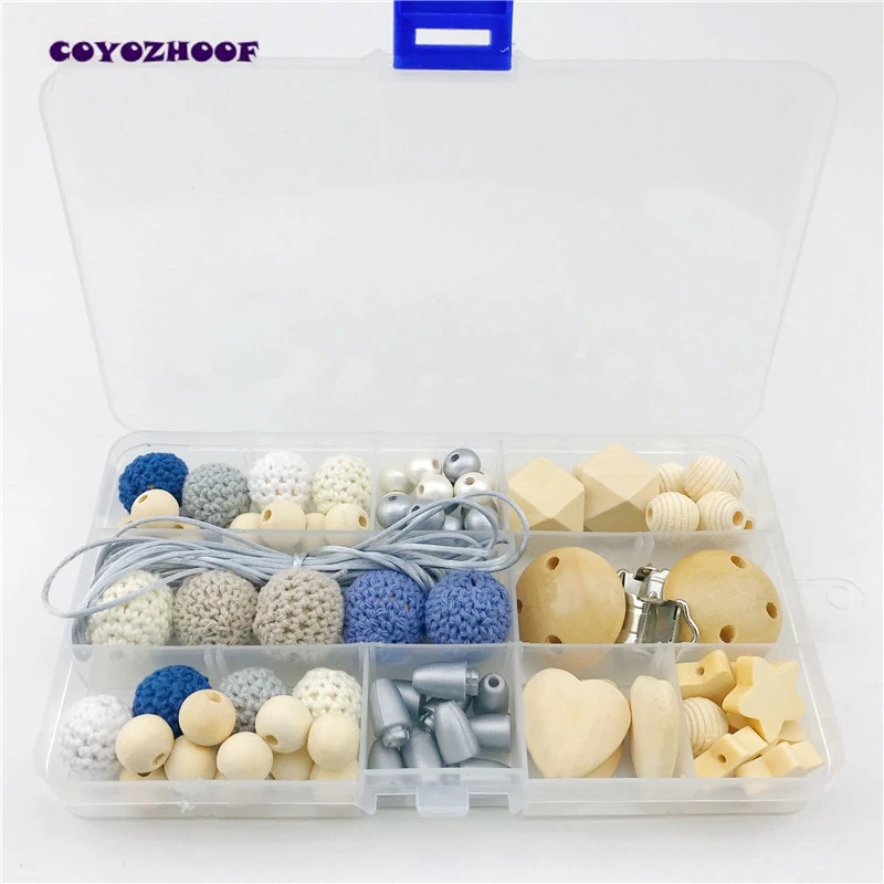 

Baby Teething Accessories DIY Crafts Beads Set Teething Jewelry Hand Made Pacifier Clip Baby Crochet Beads