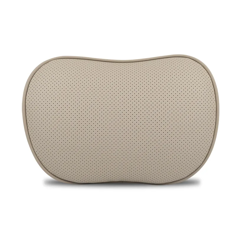 Beige Pillow Подушка для автомобильных путешествий из натуральной кожи с эффектом памяти, подушка для шеи, облегчающая усталость, автомобильный подголовник, поясничное сиденье, офисное, домашнее кресло - Цвет: Beige Pillow