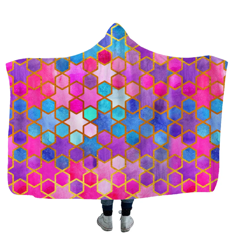 

SOFTBATFY Mermaid and Star Hooded Blanket Fleece Throw Blanket Dropshipping