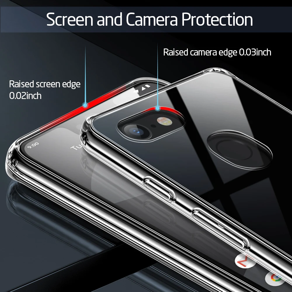 ESR чехол для Google Pixel 3 Mimic 9H закаленное стекло задняя крышка мягкий силиконовый бампер противоударный Роскошный чехол для Google Pixel 3XL