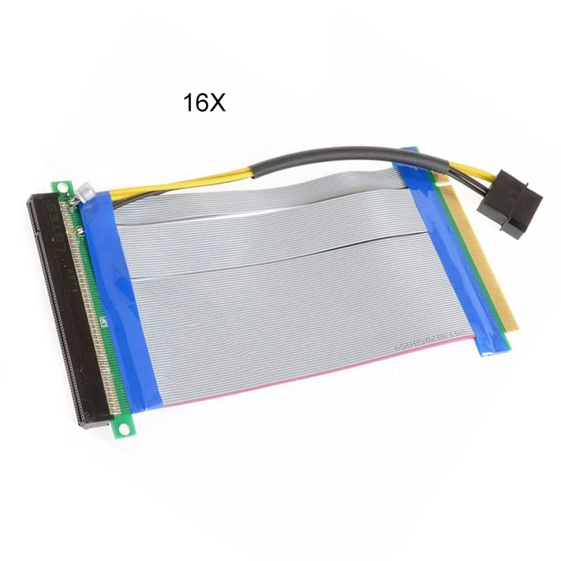 Riser PCI E PCIE Express 8X/16X Extender Card с адаптером питания Molex IDE и ленточным кабелем 20 см