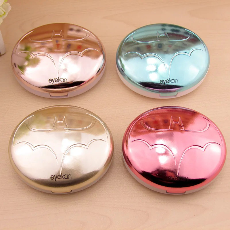 

Bat Pattern Colored Cosmetic Contact lens case with mirror colored contact lens case cute Lovely Travel box Eyewear Accessories